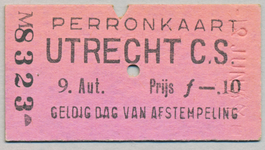 711708 'Perronkaartje Utrecht C.S.', uitgegeven door de Nederlandse Spoorwegen (NS).